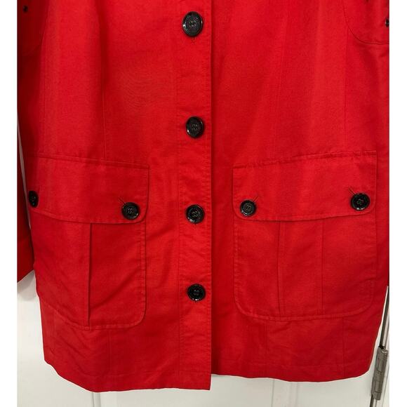 Dennis Basso Red Water Resistant Medium Length Rain Coat Size Small - Picture 5 of 13
